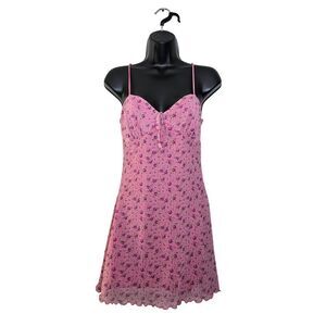 Urban Outfitters Elodie Pink Mini Floral Mini Dress Womens Size Small Y2K